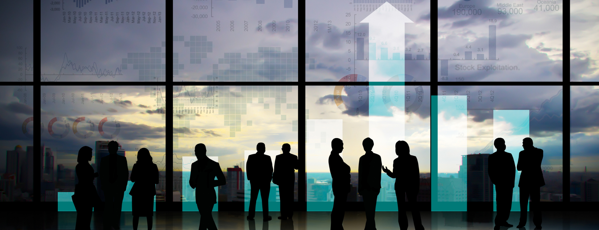 Investors crowd around windows